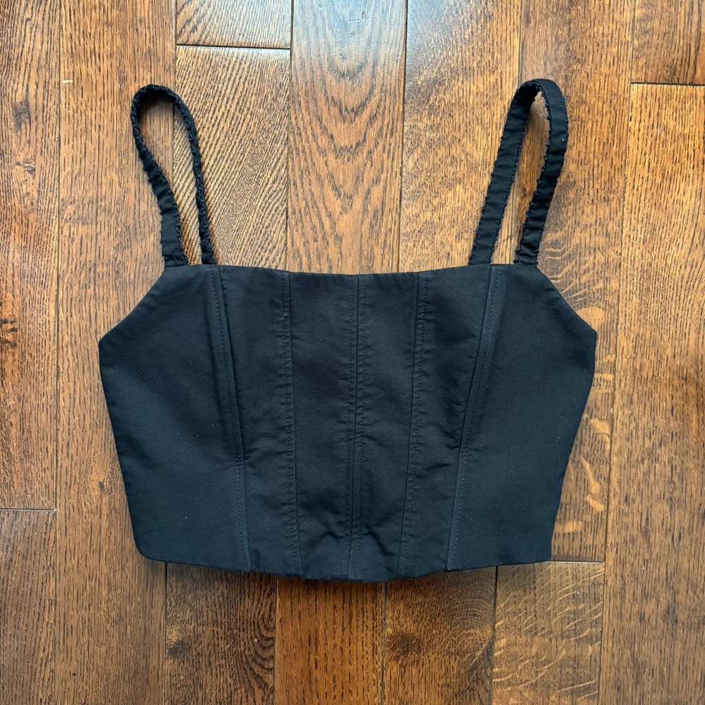 Black Zara Cropped Corset Top